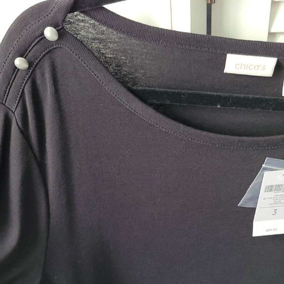 Chico's NWT Relaxed Black 3/4 Sleeve Blouse - Picture 3 of 9